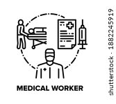 Medical Worker Vector Icon Concept. Hospital Worker Doctor For Healing Sickness Human And Nurse Transportation Patient To Surgery Room Or Ward And Make Healthy Procedure Color Illustration