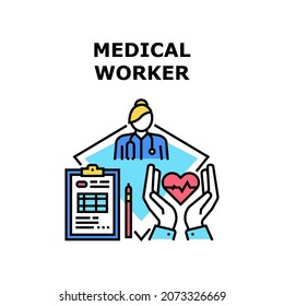 Medical Worker Vector Icon Concept. Doctor And Nurse Professional Medical Worker, Hospital And Clinic Medicine Specialist Profession. Healthcare And Disease Treatment Color Illustration