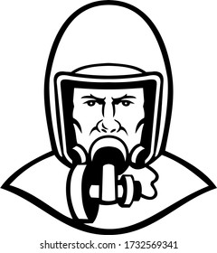 Medical Worker Wearing Face Mask Black and White