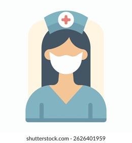 Medical worker wearing a mask and hat flat design Illustration