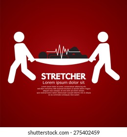 Medical Workers Moving Patient On Stretcher Vector Illustration