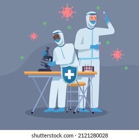 Medical workers studying covid design