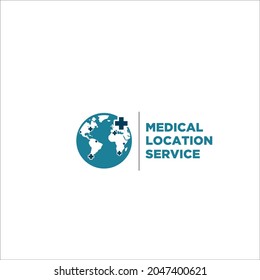 medical world location logo designs for map and pin clinic in the world