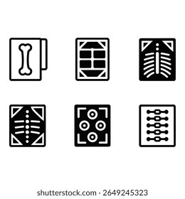Medical X Ray Icon Set Black and White Minimalist Style Healthcare Diagnostics