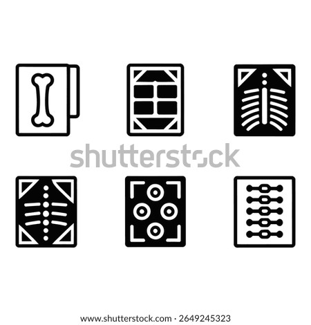 Medical X Ray Icon Set Black and White Minimalist Style Healthcare Diagnostics