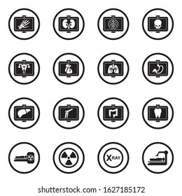 Medical X-Ray Icons. Black Flat Design In Circle. Vector Illustration.