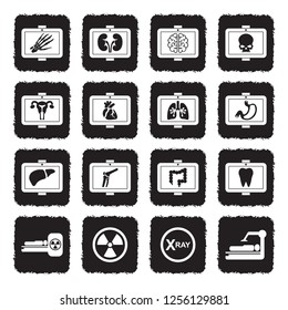 Medical X-Ray Icons. Grunge Black Flat Design. Vector Illustration. 