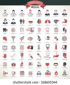 Medical,Healthy icon set,red version,clean vector
