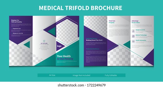 Medical/Hospital tri-fold brochure design template, Modern cover brochure flyer design template. 