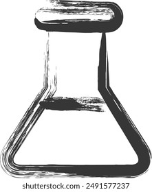 Medical-related brush-drawn single item illustration Erlenmeyer flask