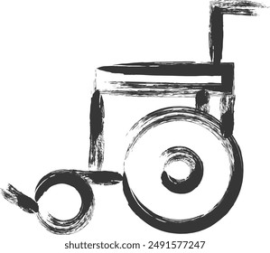 Medical-related brush-drawn single item illustration wheelchair