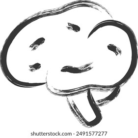 Medical-related brush-drawn single item illustration brain