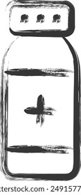 Medical-related brush-drawn single item illustration bottle