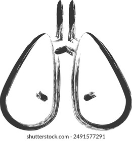 Medical-related brush-drawn single item illustration lungs