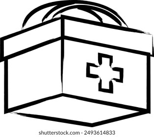 Medical-related calligraphy illustration icon first aid kit