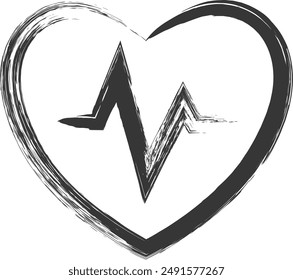 Medical-related calligraphy single item illustration heartbeat