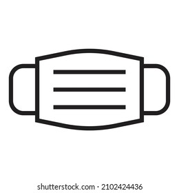 Medical-surgical mask. Protective mask simple line icon. Face mask outline symbol. Vector illustration