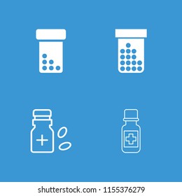 Medicament icon. collection of 4 medicament filled and outline icons such as bottle pills. editable medicament icons for web and mobile.