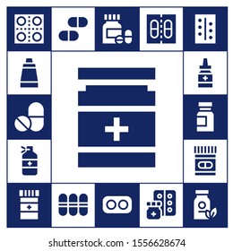 medicament icon set. 17 filled medicament icons.  Simple modern icons about  - Pills, Ointment, Drug, Medicine, Drugs