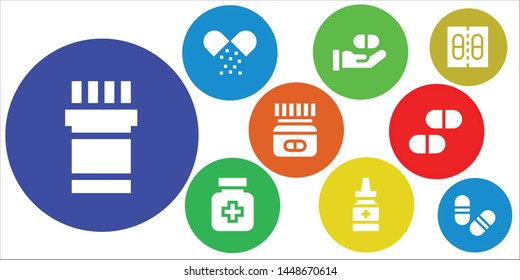 medicament icon set. 9 filled medicament icons.  Simple modern icons about  - Medicine, Drugs, Pills