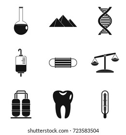 Medicament icons set. Simple set of 9 medicament vector icons for web isolated on white background