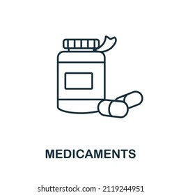 Medicaments icon. Line element from psychotherapy collection. Linear Medicaments icon sign for web design, infographics and more.