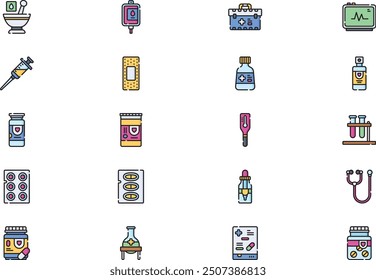 Medicaments icons collection is a vector illustration with editable stroke.