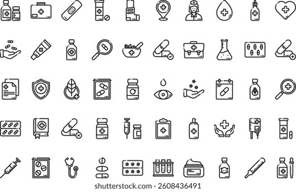 Medicaments icons High-Quality Vector Icons Collection with Editable Stroke. Ideal for Professional and Creative Projects