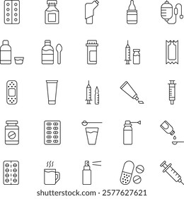 Medicaments Outline Vector Icons Pack