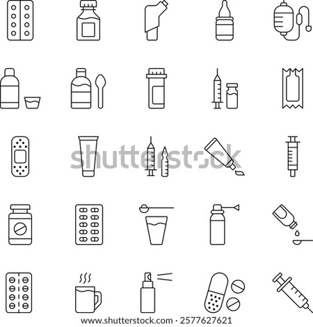Medicaments Outline Vector Icons Pack