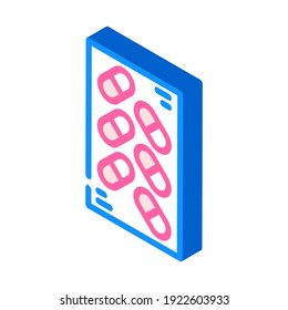 paquete de medicamentos vector de icono isométrico. signo de paquete de medicamentos. ilustración de símbolo aislado