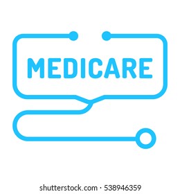 Medicare. Badge With Stethoscope Icon. Flat Vector Illustration On White Background.