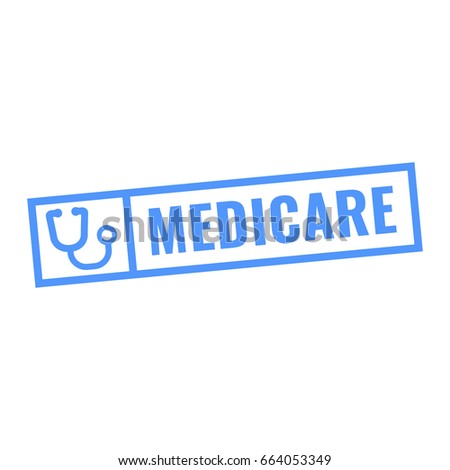 Medicare. Badge with stethoscope icon. Flat vector illustration on white background.