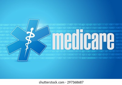 Medicare binary sign illustration design over blue