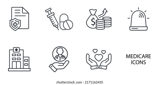 medicare icons set . medicare pack symbol vector elements for infographic web