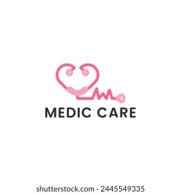 Medicare Logo with Stethoscope forming a heart shape with a heartbeat symbol, symbolizing Medic Care's commitment to healthcare.