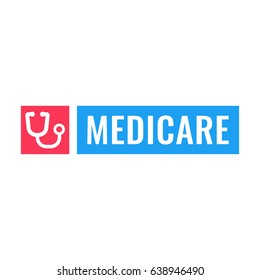 Medicare. Stethoscope icon. Flat vector illustration on white background.