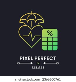 Medicare Tax yellow solid gradient desktop icon on black. Public health insurance. Healthcare contributions. Pixel perfect 128x128, outline 2px. Glyph pictogram for dark mode. Isolated vector image