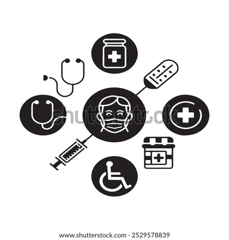 Medicare vector icon set, Medicare pack symbol vector elements for infographic web