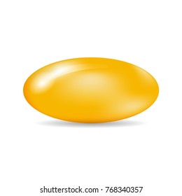 Medicated dragee pill or tablet of orange color isolated on the white background. Medicine and drugs vector illustration.