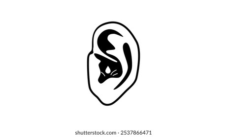 medicated ear drops, black isolated silhouette