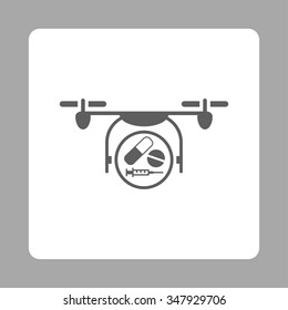 Medication Air Copter vector icon. Style is flat rounded square button, dark gray and white colors, silver background.