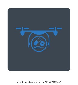 Medication Air Copter vector icon. Style is flat rounded square button, smooth blue colors, white background.