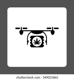 Medication Air Drone Shipping vector icon. Style is flat rounded square button, black and white colors, gray background.
