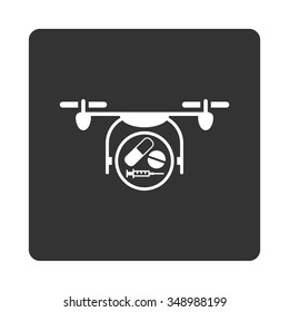 Medication Air Drone vector icon. Style is flat rounded square button, white and gray colors, white background.