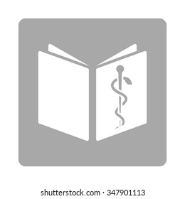 Medication Book vector icon. Style is flat rounded square button, white and silver colors, white background.