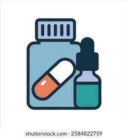 medication bottle and dropper bottle icon a vector illustration