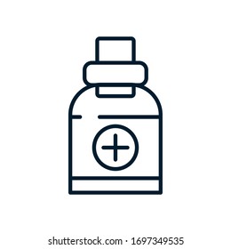 icono del frasco de medicación sobre fondo blanco, estilo de línea, ilustración vectorial