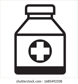 Medication Bottle icon. Medication Bottle symbol. Flat design. Stock - Vector illustration