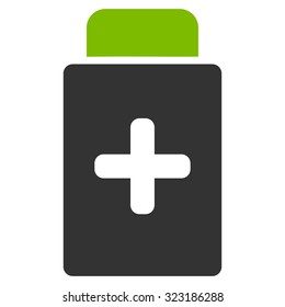 Medication Bottle vector icon. Style is bicolor flat symbol, eco green and gray colors, rounded angles, white background.
